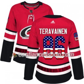 Adidas Maillot de Hockey Carolina Hurricanes Teuvo Teravainen 86 2017-2018 Rouge USA Flag Fashion Authentic - Femme